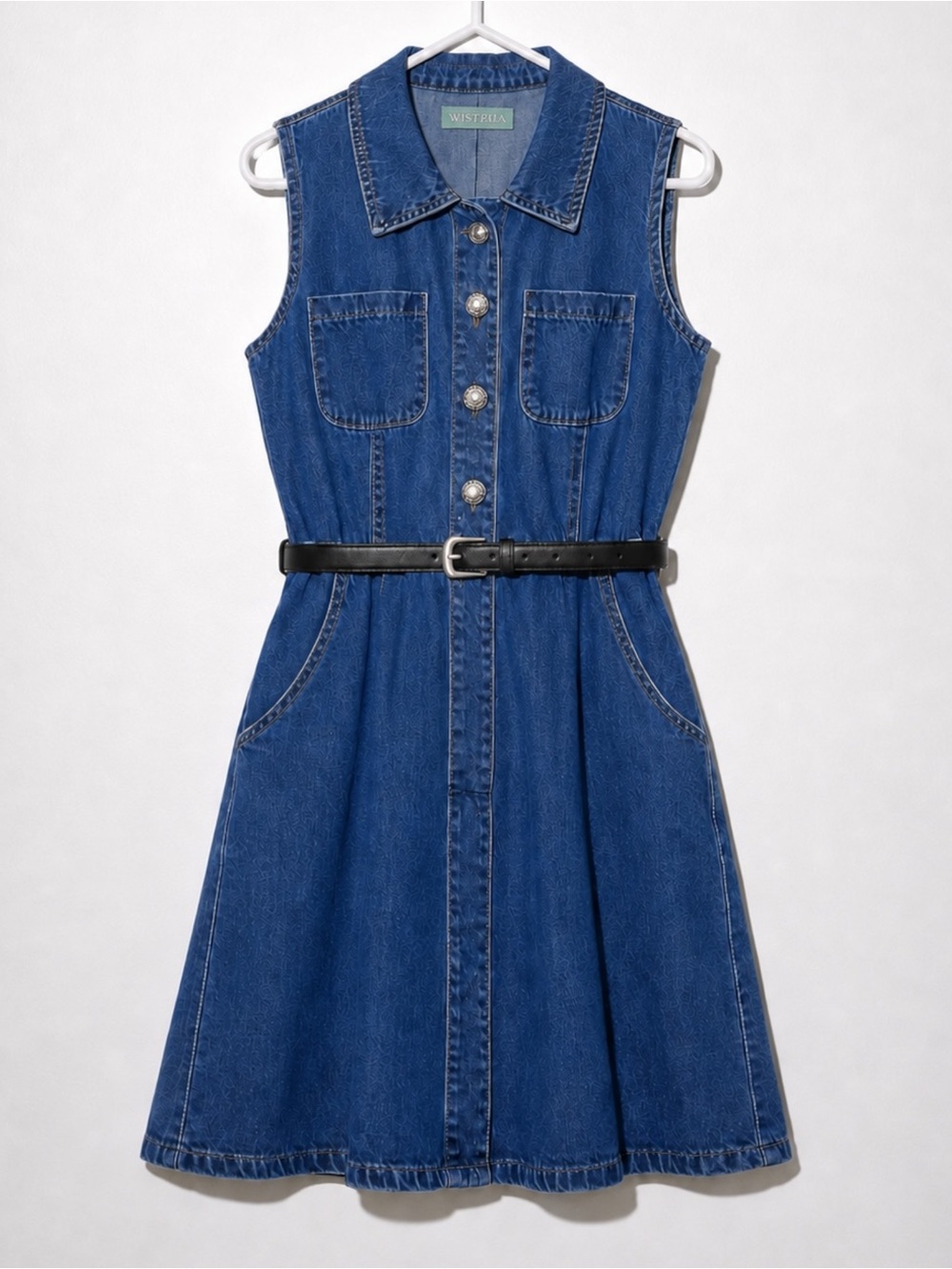 NWT Margaux Denim Dress with Belt by Wisteria